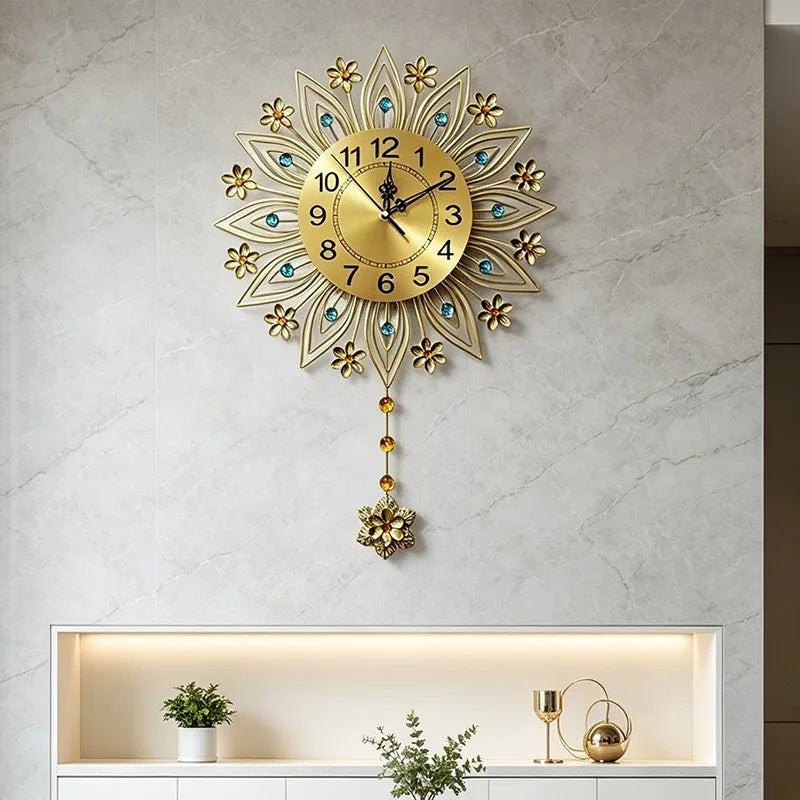 Modern Luxury Sunburst Wall Clock – Silent Gold Minimalist Decorative Wall Clock Axl