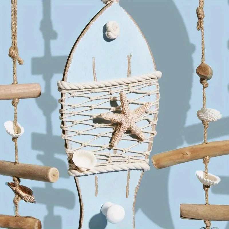Wooden Fish String Pendant – Carved Sea Fish Hanging Decor Wood Hanging Decor Axl