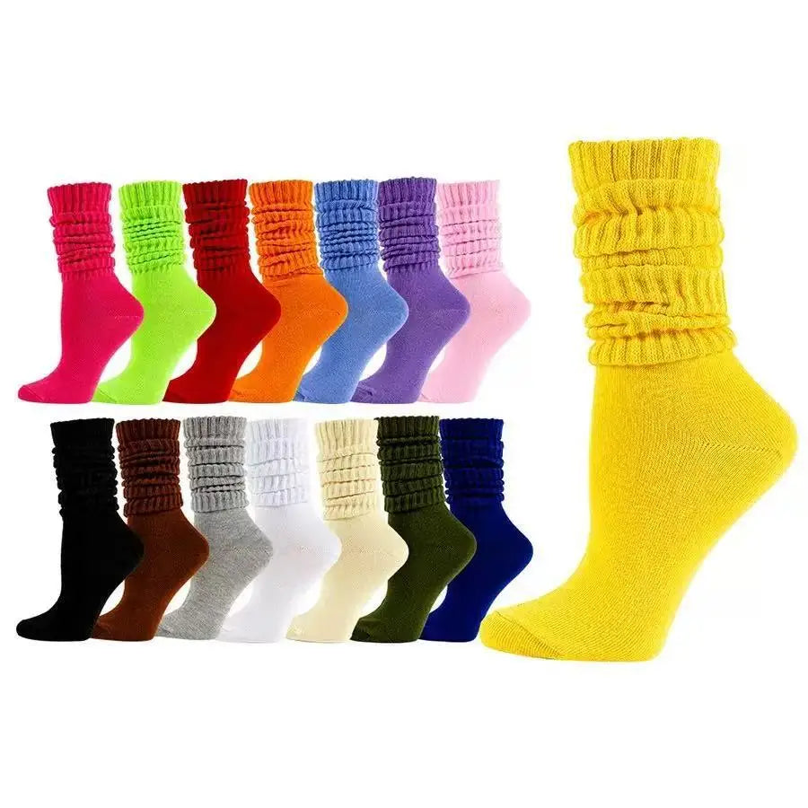 3 Pairs Women's Pleated Bubble Socks – Lolita Mid-Length Fashion Socks Axl