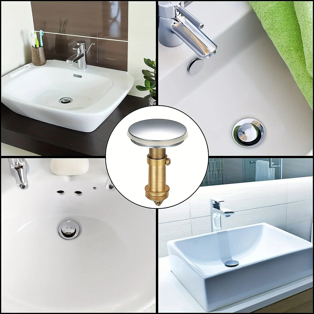 Universal Brass Spring-Loaded Sink Stopper & Drain Plug Sink Drain Stopper Axl