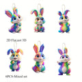 6-Pack Rainbow Bunny Hanging Ornaments – Cartoon Rabbit Figurines Holiday Ornaments Axl Random style 6pcs