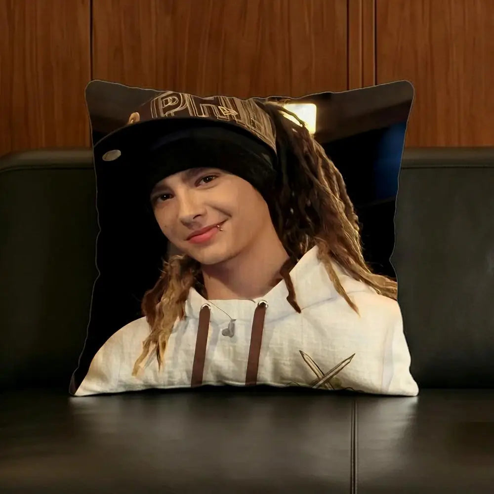Tom Kaulitz Linen Cushion Cover | Sofa & Bed Pillow Case Decorative Cushion Cover Axl White2 50X50cm