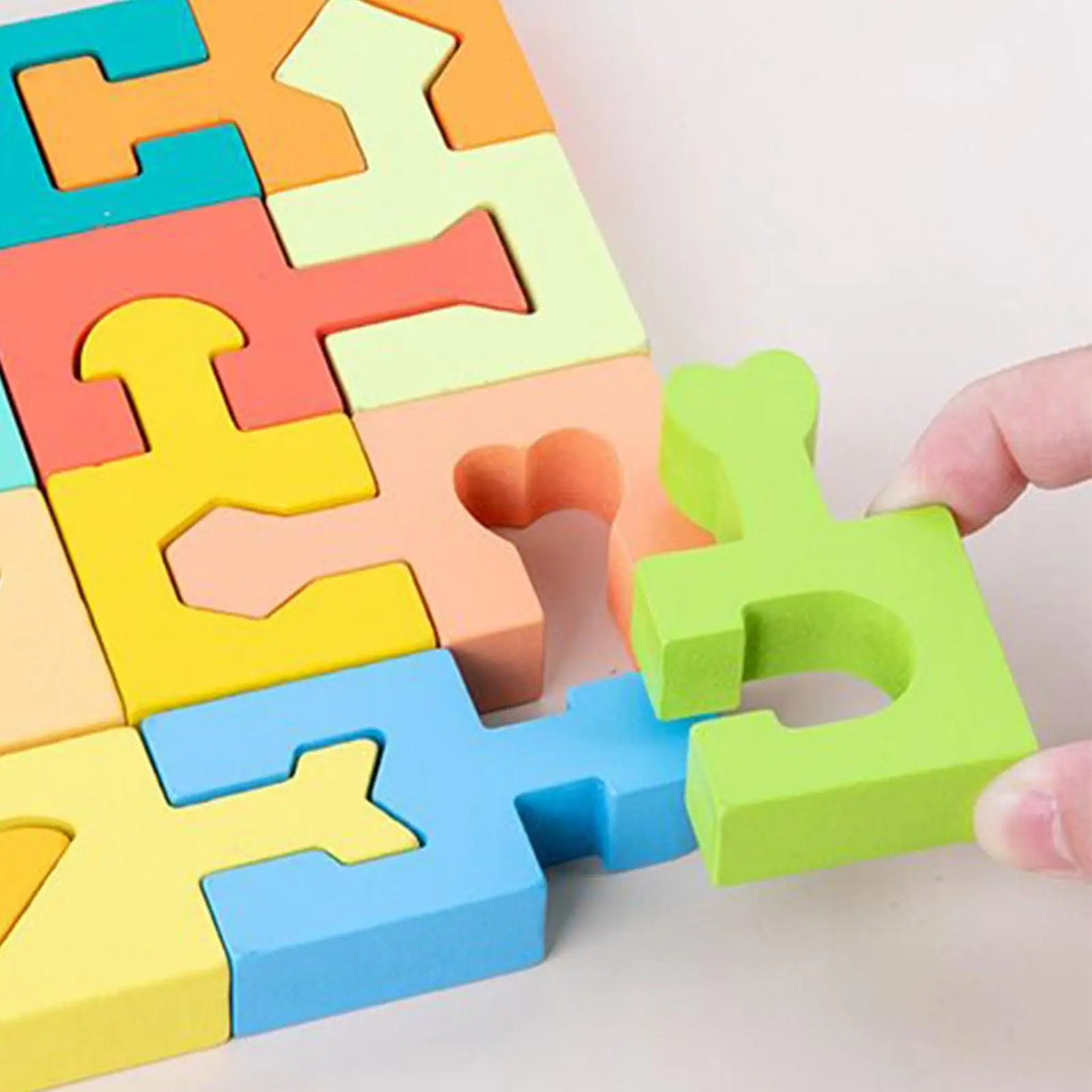 16-Piece Wooden Geometric Shape Matching Puzzle for Kids Wooden Kids Puzzle Axl