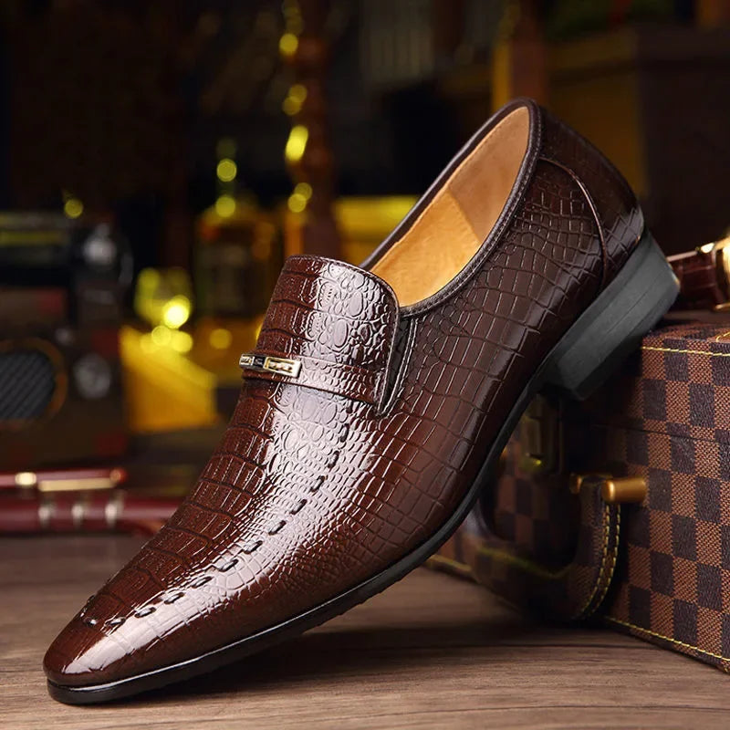 YBQJOO Men's PU Leather Slip-On Oxford Dress Shoes Oxford Dress Shoes Axl