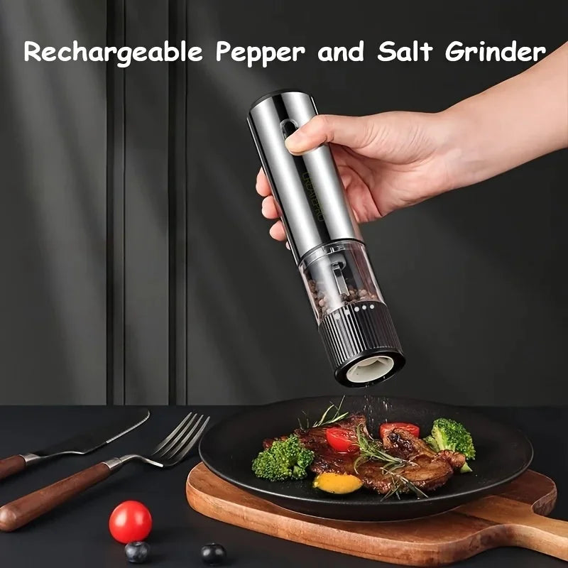 Electric Salt & Pepper Grinder – USB Rechargeable Auto Mill Electric Spice Grinder Axl