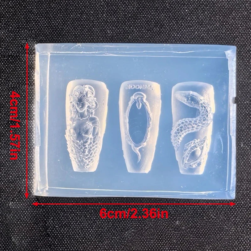 3D Snake Relief Silicone Nail Mold – Nail Art Manicure Tool Nail Art Mold Axl