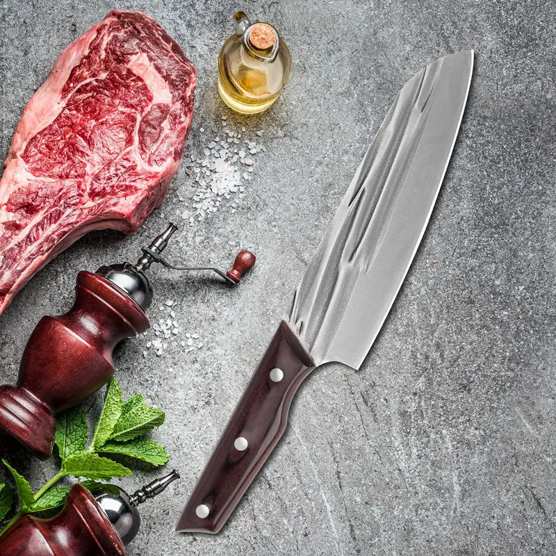 7.5" Hand-Forged Santoku Knife – High-Carbon Steel Chef Knife Santoku Chef Knife Axl