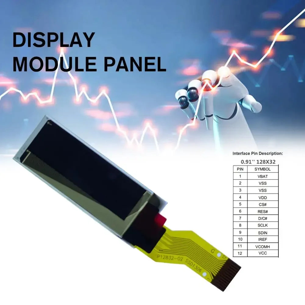 0.91" 128x32 OLED Display Module SSD1306 SPI 12-Pin Blue OLED Display Module Axl