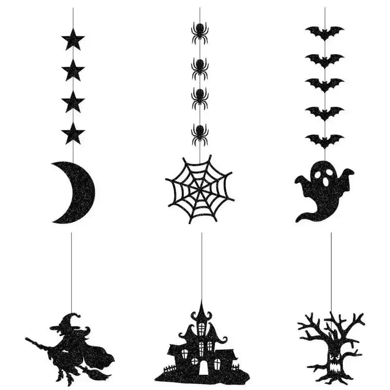 6-Piece Halloween Ghost & Witch Hanging Pendant Decorations Halloween Hanging Decor Axl