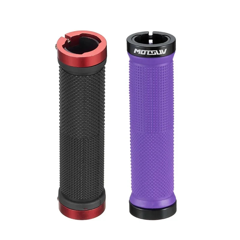 Double Lock-On MTB Bike Handlebar Grips – Aluminum & Rubber Bike Handlebar Grips Axl