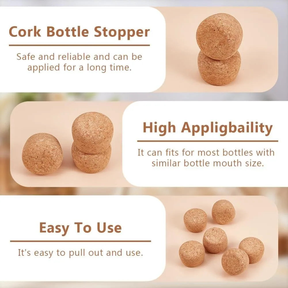 8-Pack Tapered Wooden Cork Bottle Stoppers – 1.8–2.1 Inch Lids Cork Bottle Stoppers Axl