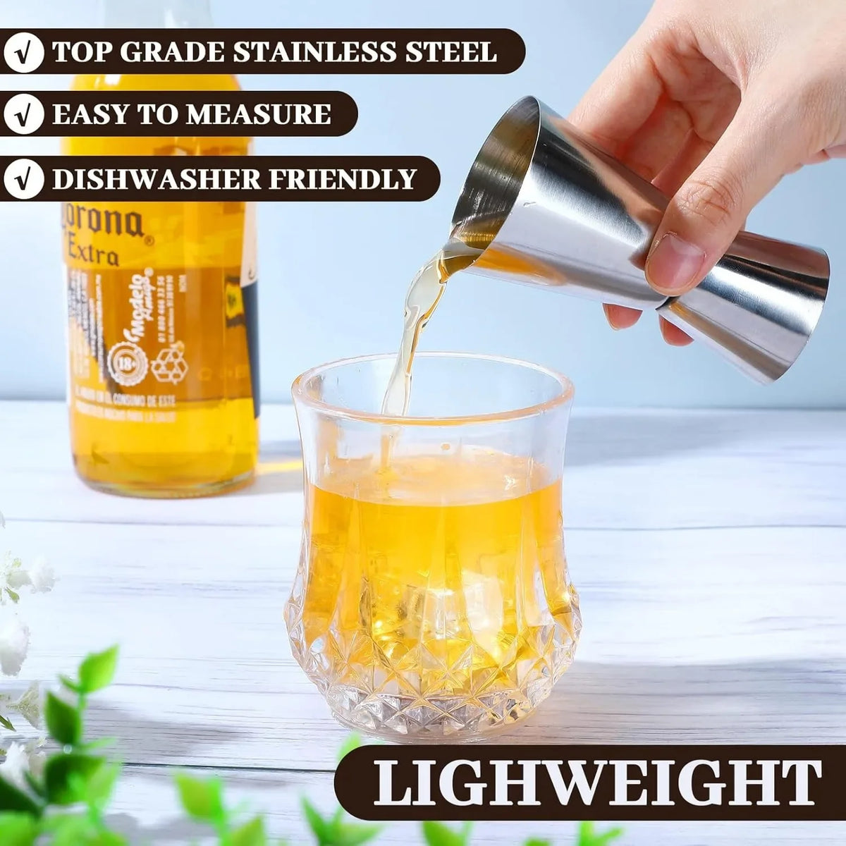 Stainless Steel Jigger Set – 4 Dual-Sided Bartender Measure Cups Bar Jigger Set Axl