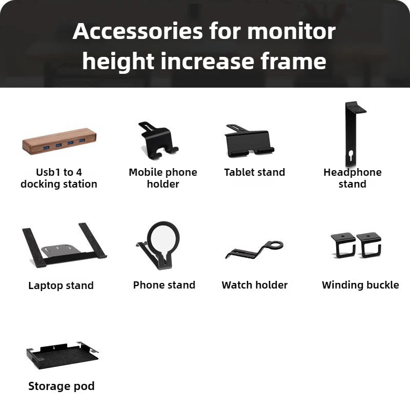 Monitor Height Riser Bracket – Modular Desktop Storage Rack Monitor Riser Rack Axl