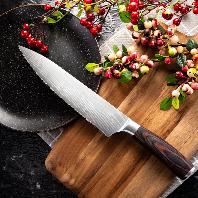 8-Inch Serrated Stainless Steel Bread & Kitchen Knife Serrated Kitchen Knife Axl