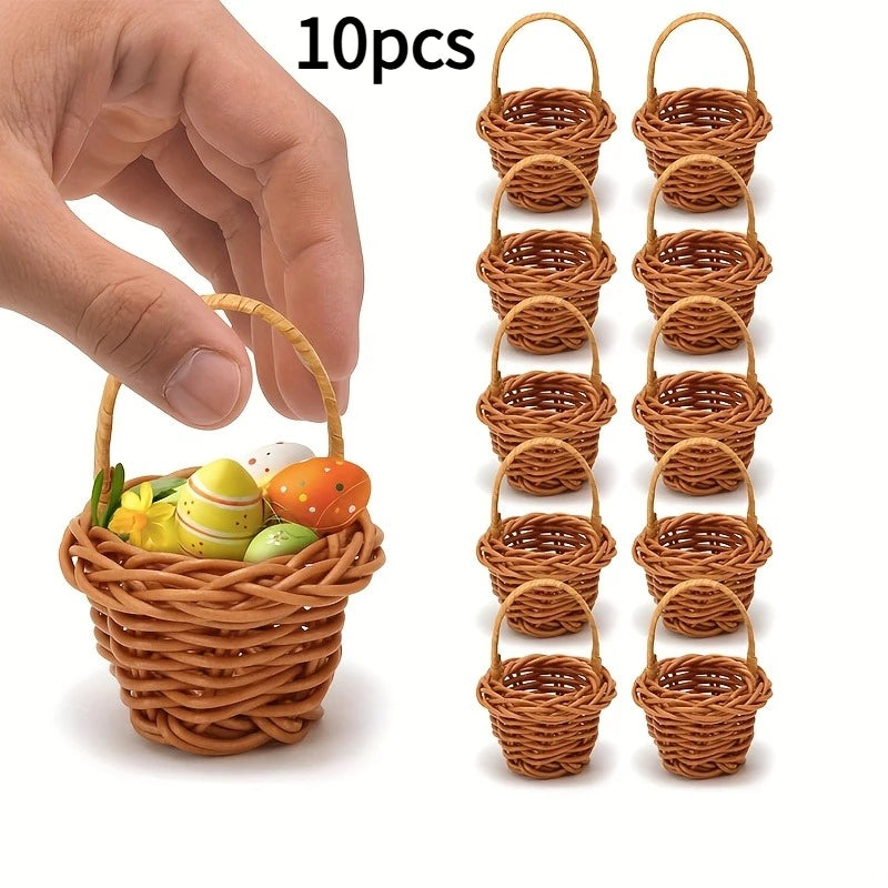 10-Pack Bohemian Mini Woven Baskets with Handle | Boho Decor Decorative Storage Baskets Axl 10pcs