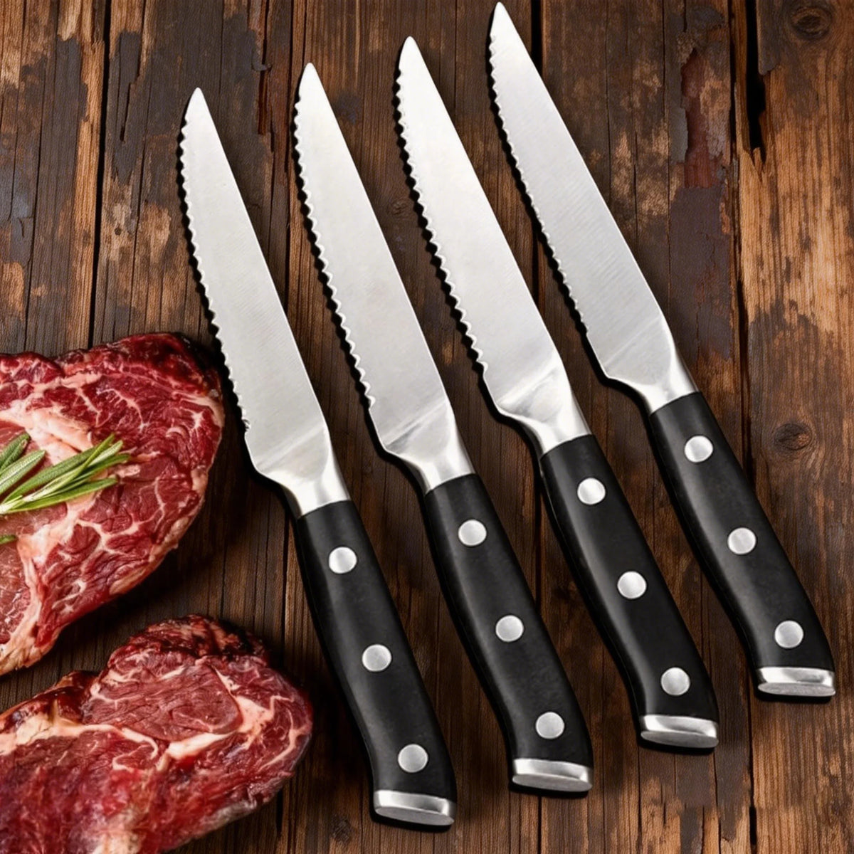 Serrated Steak Knife Set of 4 – Stainless Steel Dinner Knives Steak Knife Set Axl