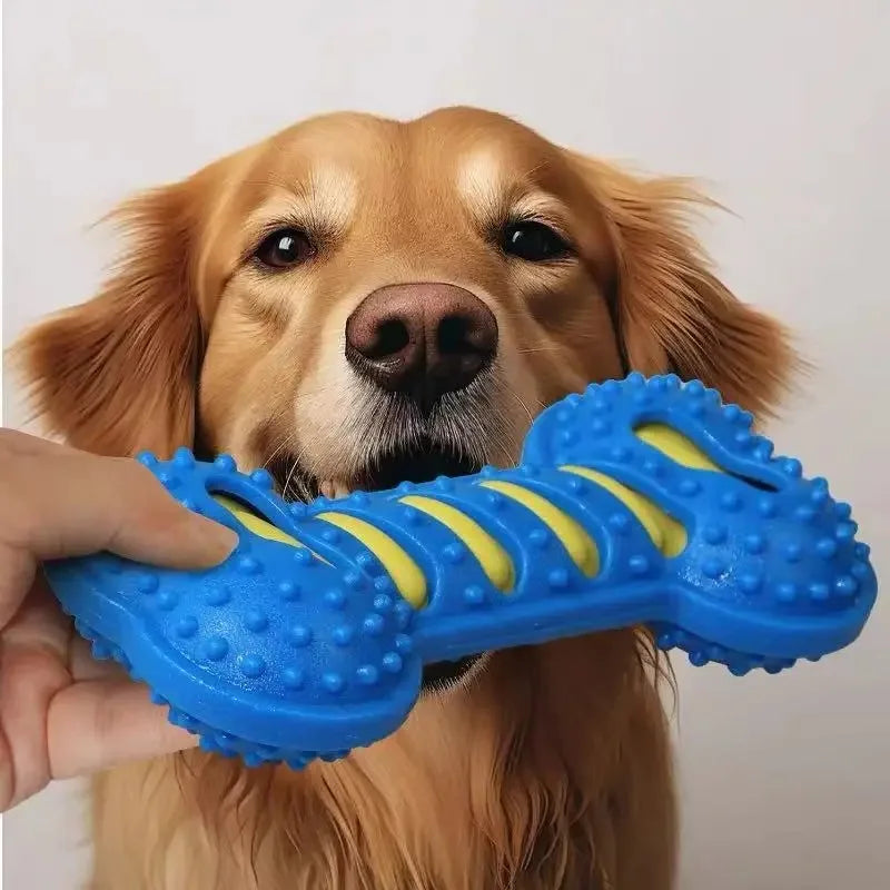 Squeaky Rubber Bone Dog Chew Toy – Bite-Resistant Puppy Stick Dog Chew Toy Axl Blue-1pcs