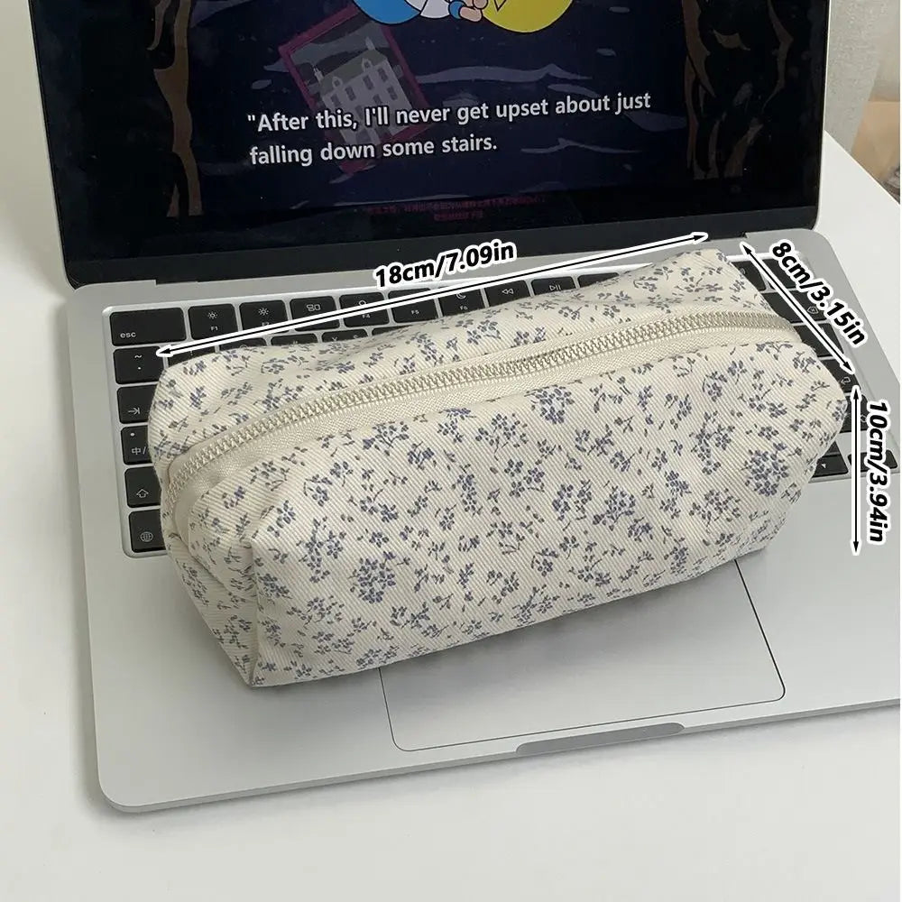 Large Capacity Floral Pencil Case – Cute Canvas Pen Bag Pencil Case Axl