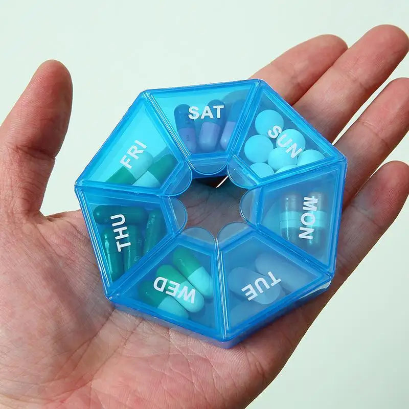 7-Day Pill Organizer – Mini Portable Travel Pill Box, 7-Grid Pill Organizer Axl
