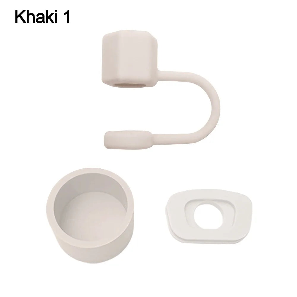 Silicone Straw Caps 3-Pack – 10mm Dustproof Straw Toppers Straw Accessories Axl khaki1