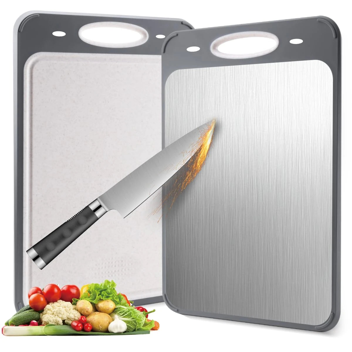 PLYS Double-Sided Stainless Steel Cutting Board – Anti-Slip Stainless Steel Cutting Board Axl A