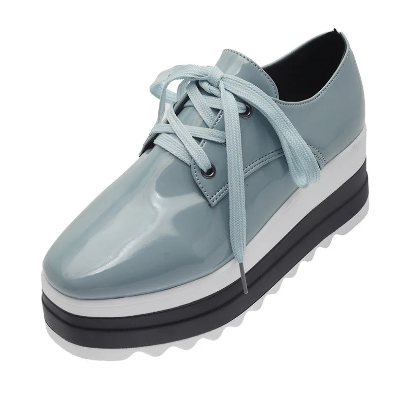 YBQJOO Women's Chunky Platform Sneakers – Lace-Up Casual Platform Sneakers Axl SKY BLUE 36