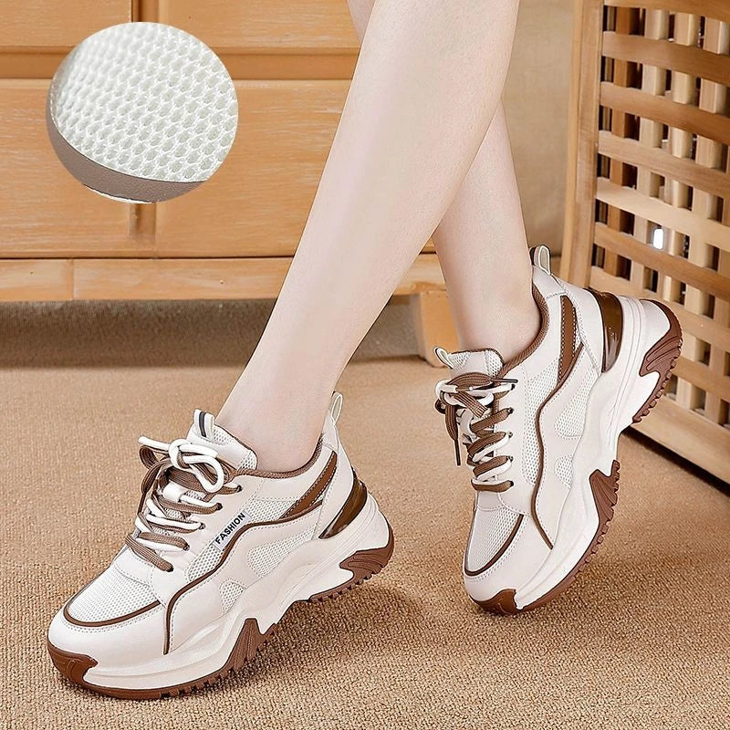 YEAE Women's Retro Platform Sneakers – Casual Lace-Up Shoes Platform Sneakers Axl