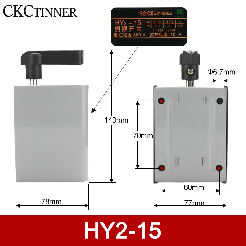 HY2 Forward Reverse Toggle Switch 220V – Steel Shell Inverter Motor Control Switch Axl