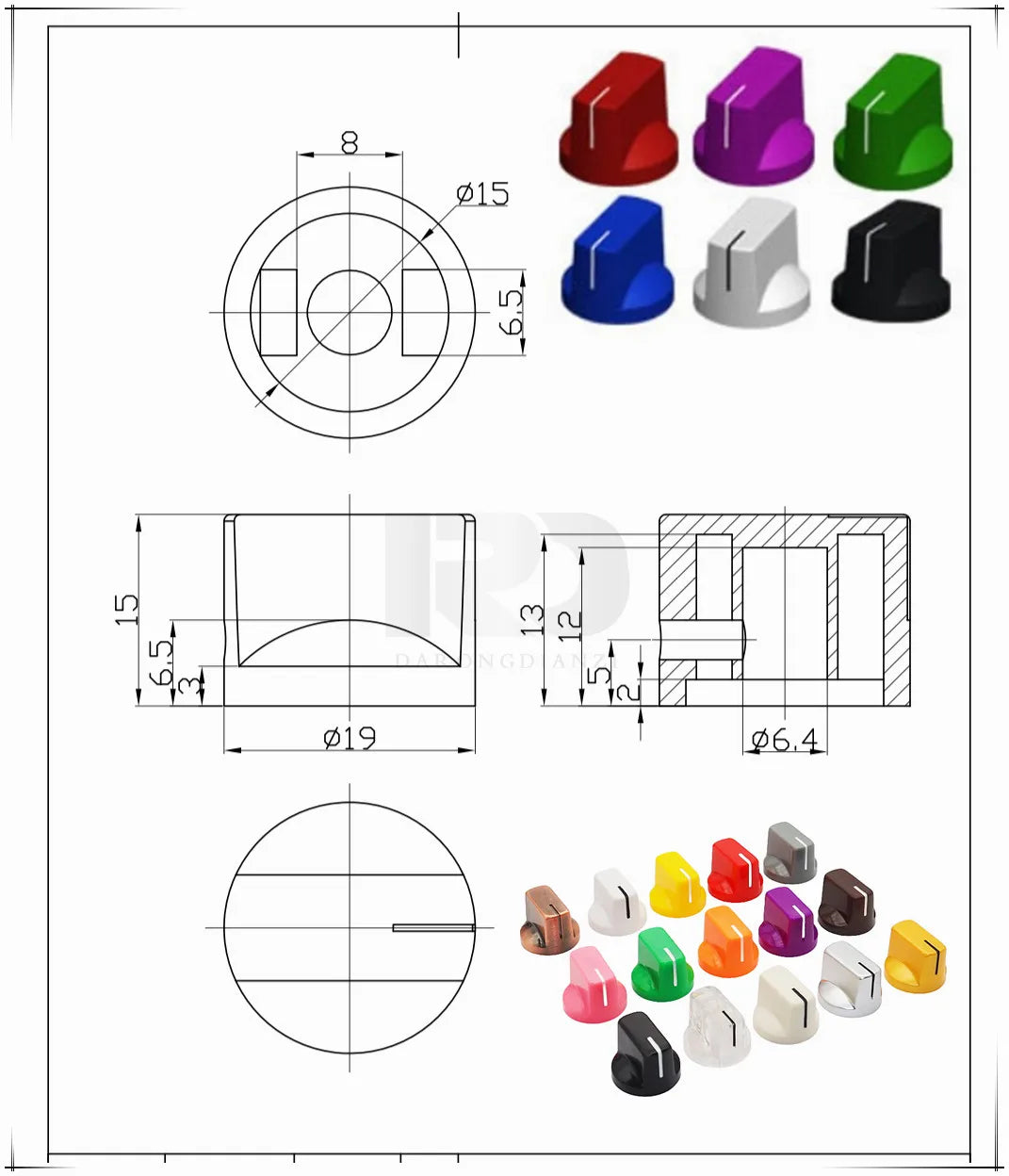 Duck Bill Guitar Potentiometer Knobs – 5 Pack | 19mm Guitar Potentiometer Knobs Axl