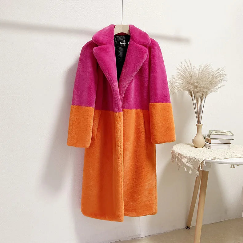 Women's Faux Fur Long Plush Coat – Plus Size S–5XL Winter Faux Fur Coat Axl Rose and orange S-M China Mainland
