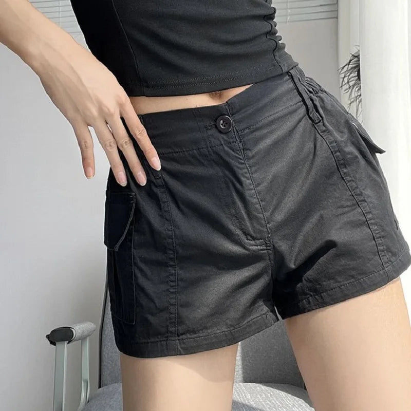 Women's Y2K Cargo Shorts – Low Waist Zipper Pockets Streetwear Women's Cargo Shorts Axl