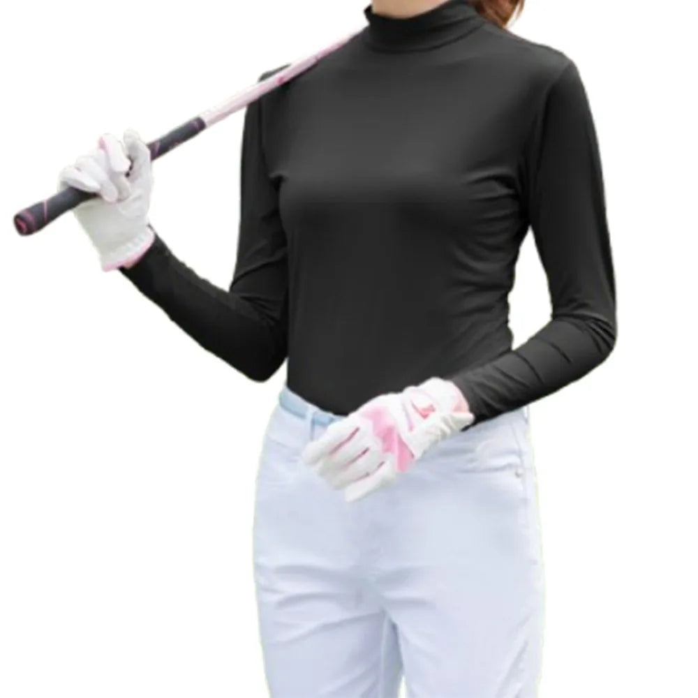 Women's UV Protection Long Sleeve Golf Shirt – Quick-Dry Top Women's Golf Shirt Axl Black-M