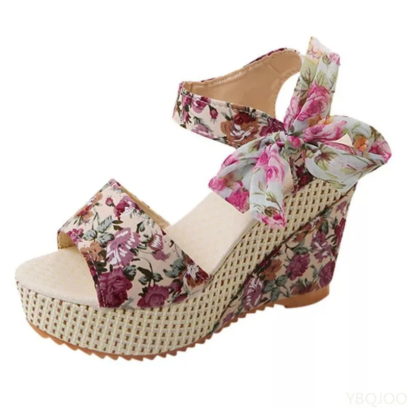 Women's Platform Wedge Sandals – Lace-Up Open Toe High Heels Platform Wedge Sandals Axl 35 Pink