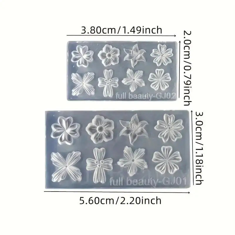 2Pcs 3D Flower Lily Silicone Nail Art Molds – DIY Manicure Nail Art Mold Axl 2Pcs