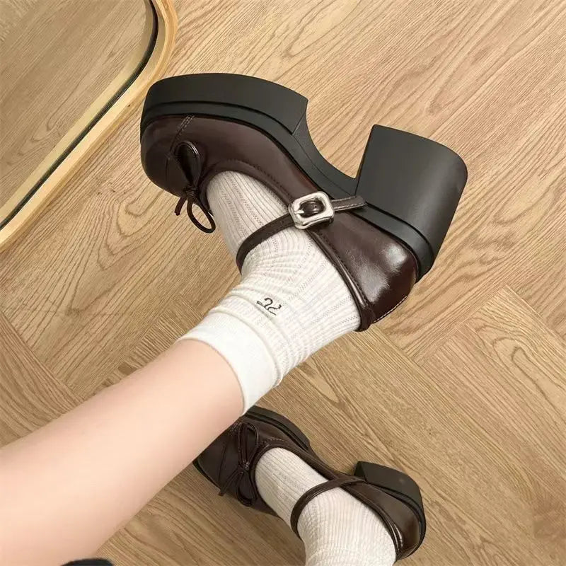 Women's Platform Mary Jane Pumps | Square Heel Dress Shoes Mary Jane Pumps Axl