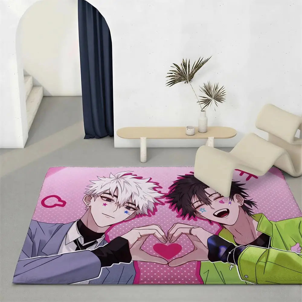 Anime Flannel Floor Mat – Non-Slip Soft Plush Indoor Rug Indoor Floor Rug Axl White1 40x60cm
