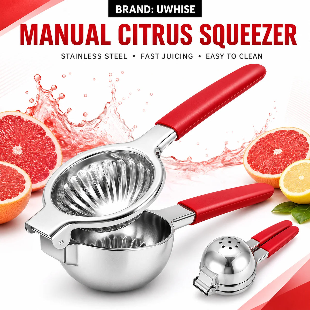 Uwhise Stainless Steel Lemon Squeezer & Manual Citrus Juicer Manual Citrus Juicer Axl