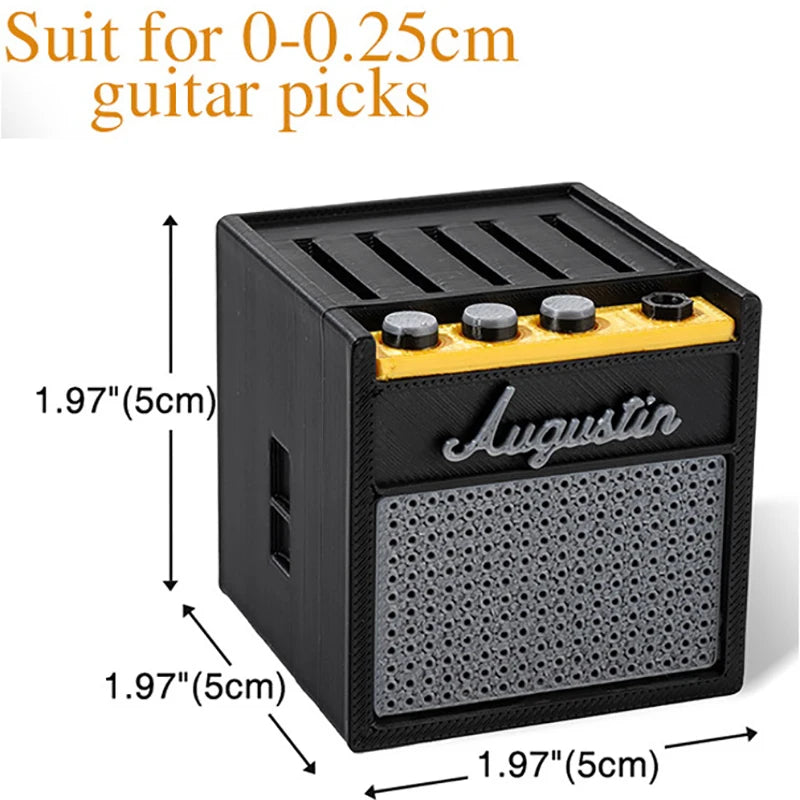 3D Printed Guitar Pick Holder Box with Drawer – Amp Design Guitar Pick Organizer Axl