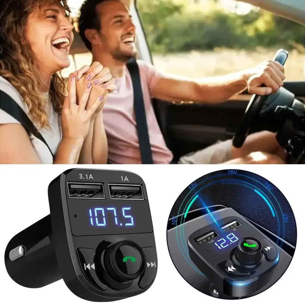 Bluetooth 5.0 FM Transmitter Car Charger – Dual USB Hands-Free FM Transmitter Car Kit Axl