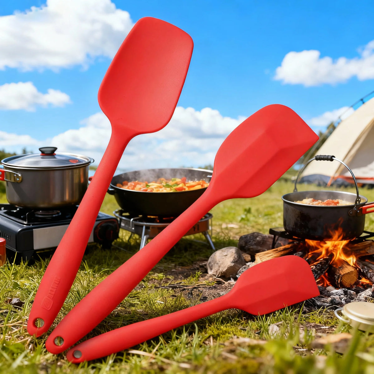 3-Piece Camping Cooking Tool Set – Silicone Spatula & Shovel Camping Cooking Set Axl