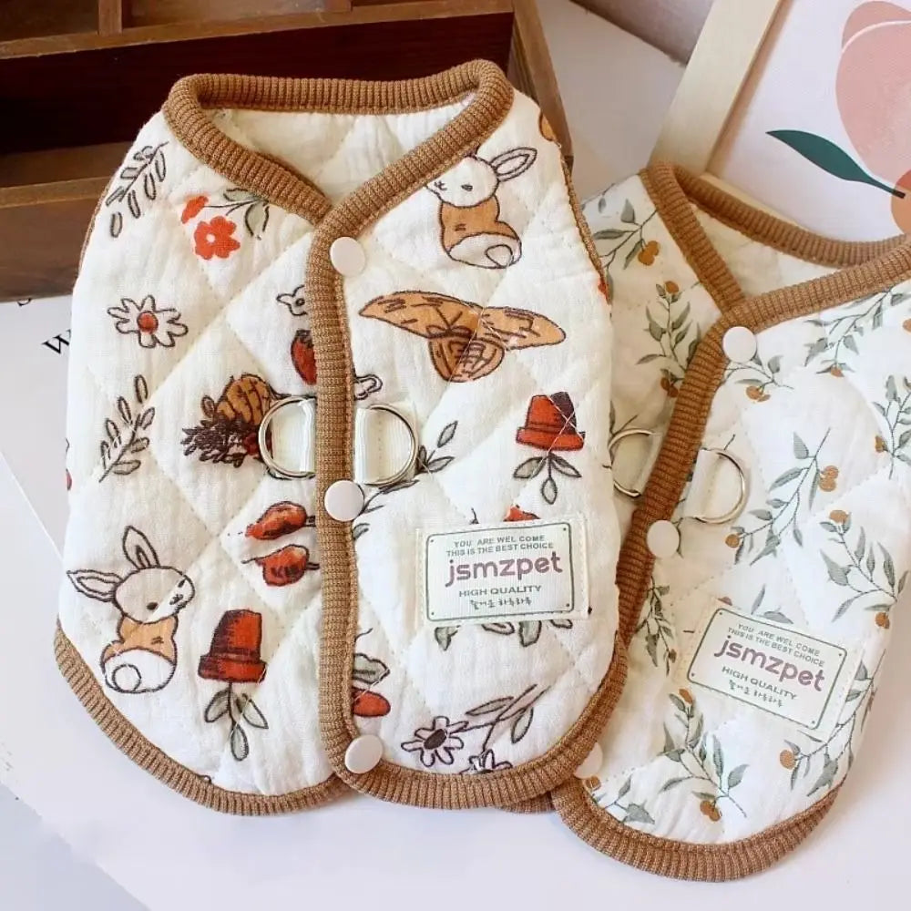 Rabbit Print Dog & Cat Winter Velvet Jacket – Warm Puppy Coat Pet Winter Jacket Axl
