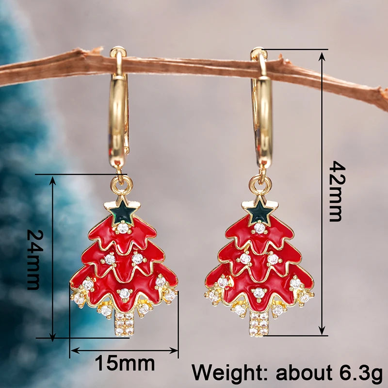 Huitan Christmas Tree Dangle Earrings – CZ Drop Jewellery Dangle Earrings Axl