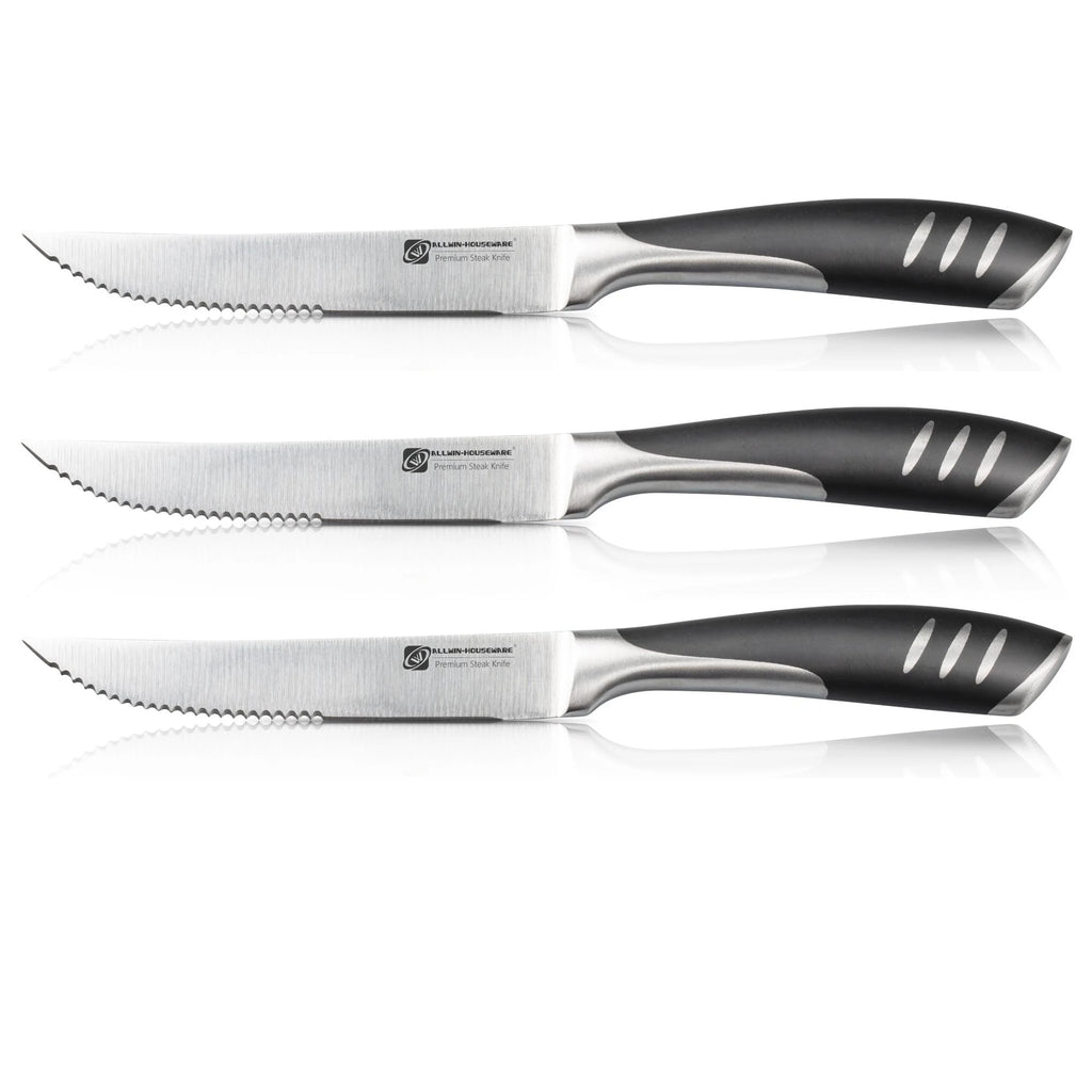 Stainless Steel Serrated Steak Knife Set – 4, 6 or 8 Piece Steak Knife Set Axl 3pcs