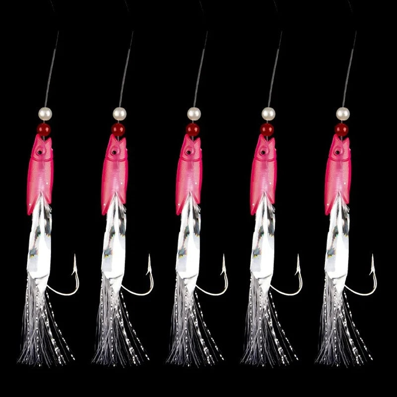 5-Pc Soft Silverskin Fishing Lure Set | Crystal Barbed Hook Bait Fishing Lure Set Axl YELLOW