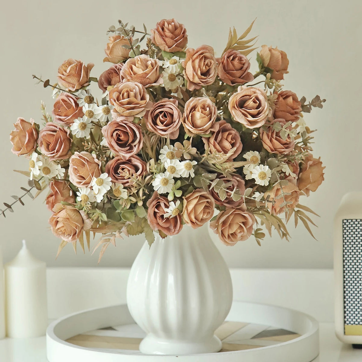 Silk Rose Artificial Flower Bouquet – Wedding & Home Decor Artificial Flower Bouquet Axl