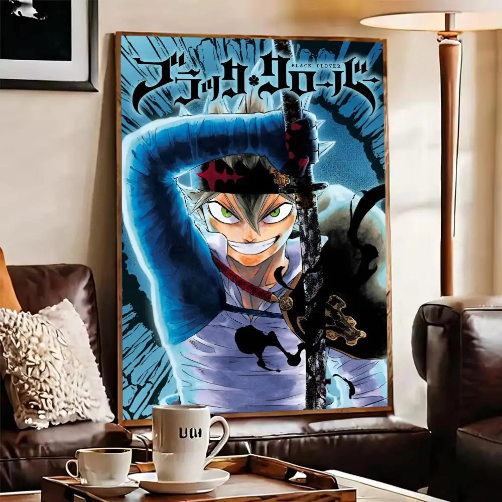Black Clover Anime Self-Adhesive Wall Poster Art Sticker Anime Wall Poster Axl