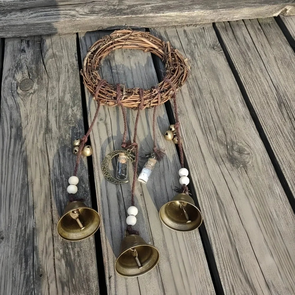Witch Vine Bell Wind Chime – Rattan Door Knob Hanging Decor Wind Chime Pendant Axl