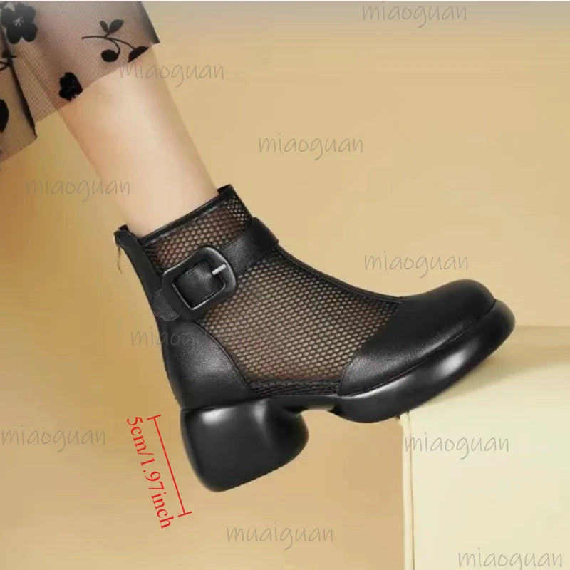 Women's Roman Gladiator Sandal Boots | Wedge Mesh Platform Gladiator Sandal Boots Axl