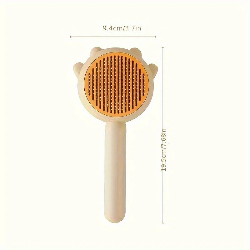 Pet Hair Remover Brush – Self-Cleaning Cat & Dog Grooming Tool Pet Grooming Brush Axl yellow 1pc