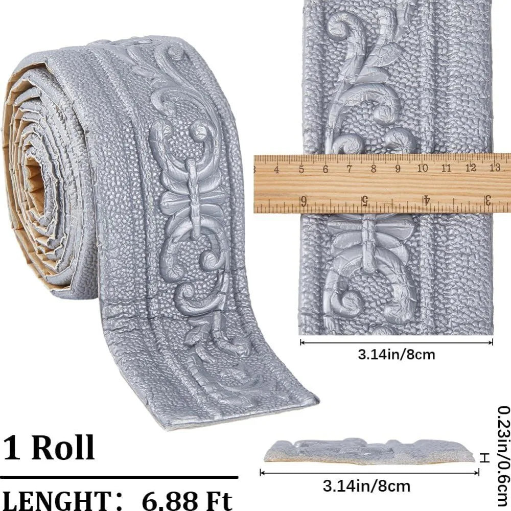 3D Peel & Stick Silver Foam Wall Trim – Decorative Border Decorative Wall Trim Axl
